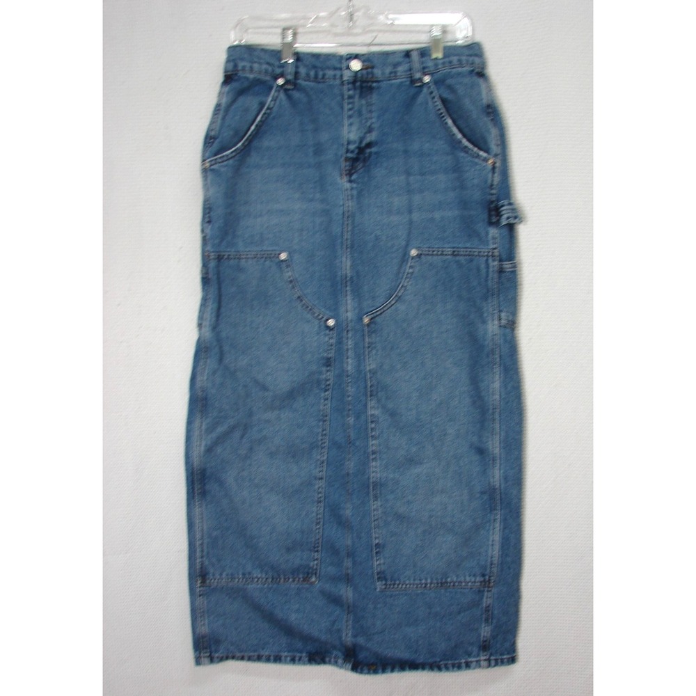 BDG Urban Outfitters Blue Denim Maxi  Skirt High Waist Y2K Carpenter Grunge M